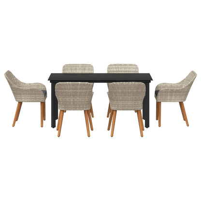 vidaXL Ensemble de salle à manger de jardin avec coussins 7 pcs Gris clair Résine tressée