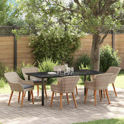 vidaXL Ensemble de salle à manger de jardin avec coussins 7 pcs Gris clair Résine tressée