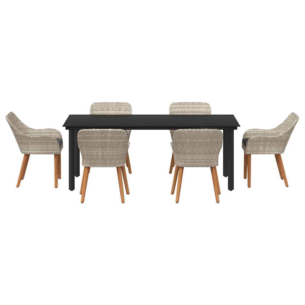 vidaXL Ensemble de salle à manger de jardin avec coussins 7 pcs Gris clair Résine tressée