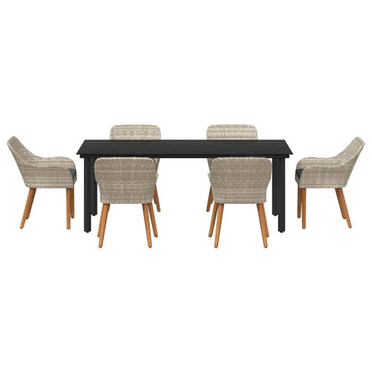 vidaXL Ensemble de salle à manger de jardin avec coussins 7 pcs Gris clair Résine tressée