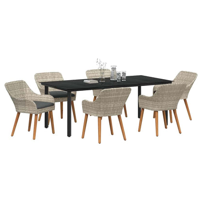 vidaXL Ensemble de salle à manger de jardin avec coussins 7 pcs Gris clair Résine tressée