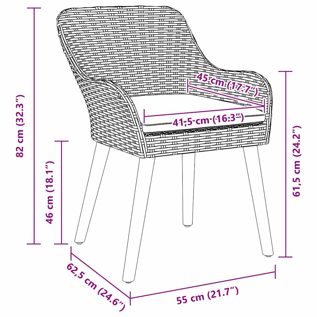 vidaXL Ensemble de salle à manger de jardin avec coussins 7 pcs Gris clair Résine tressée