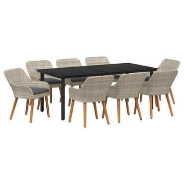 vidaXL Ensemble de salle à manger de jardin avec coussins 9 pcs Gris clair Résine tressée