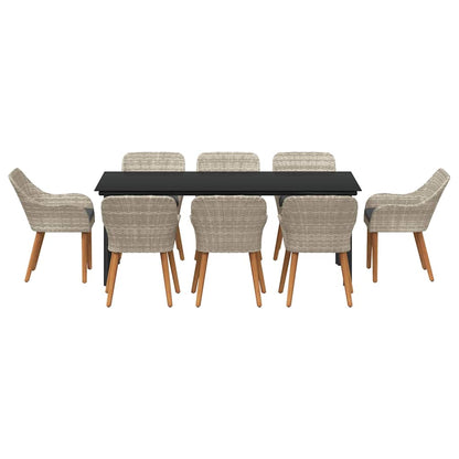 Garten Essgruppe mit Kissen 9 pcs Hellgrau Poly-Rattan