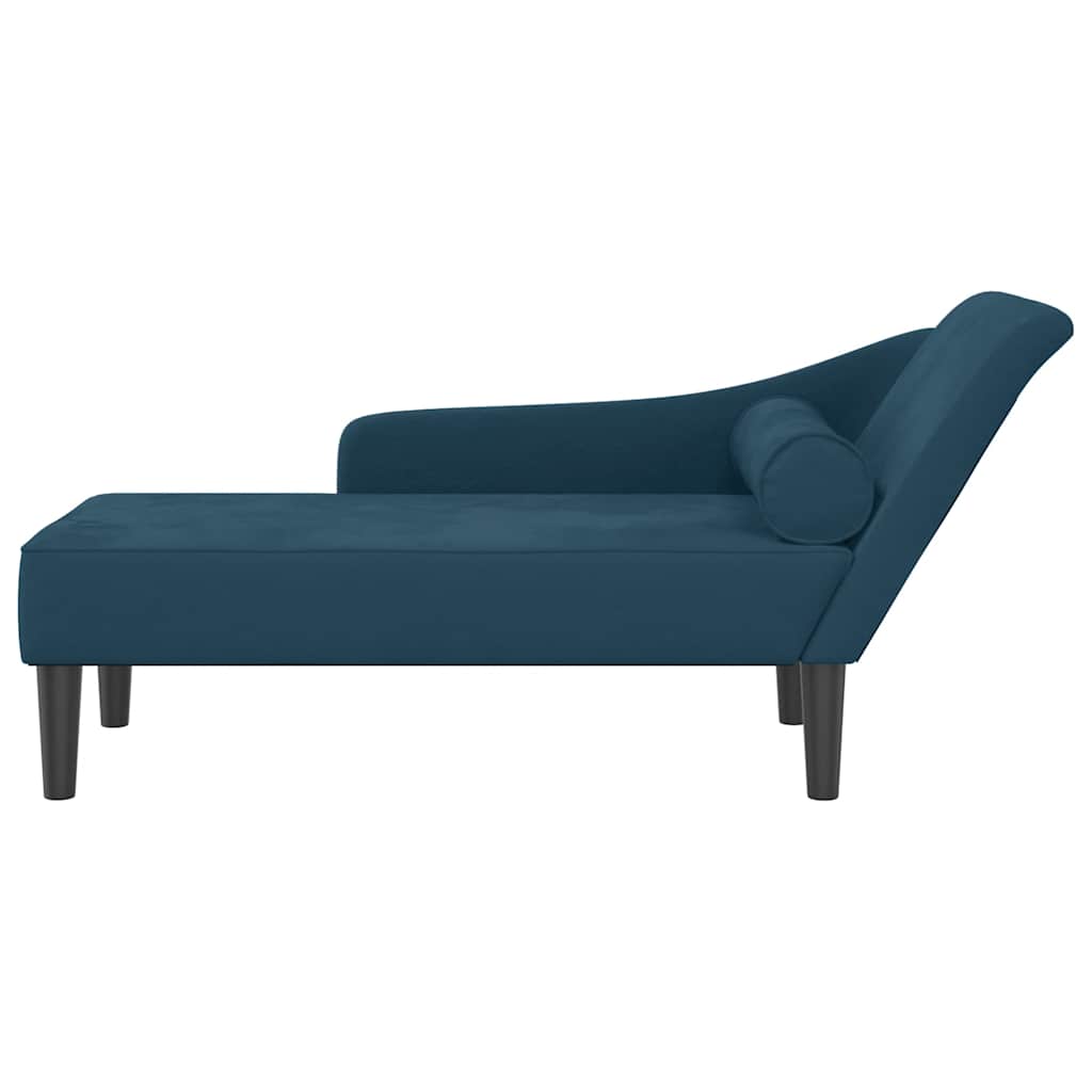 Chaiselongue mit Kissen Blau Samt