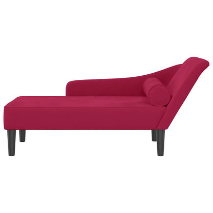 Chaiselongue mit Kissen Weinrot Samt