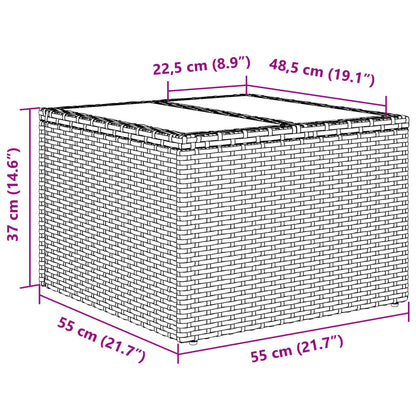 2-tlg. Garten-Sofagarnitur mit Kissen Grau Poly Rattan Glas