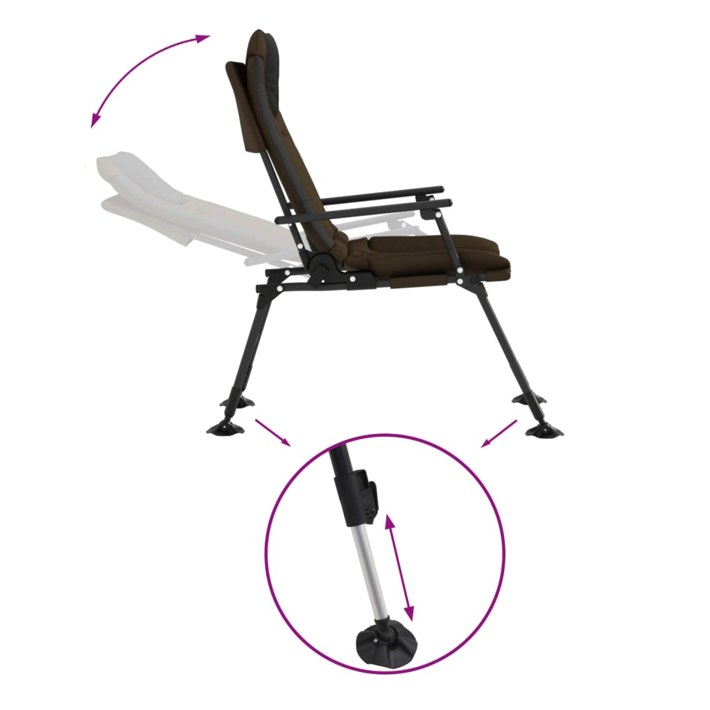 vidaXL Chaise de pêche pliable avec accoudoirs Taupe