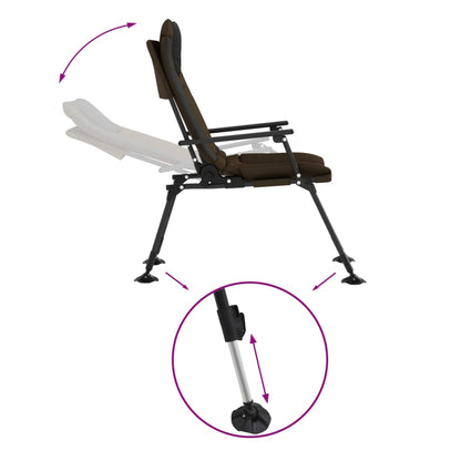 vidaXL Chaise de pêche pliable avec accoudoirs Taupe