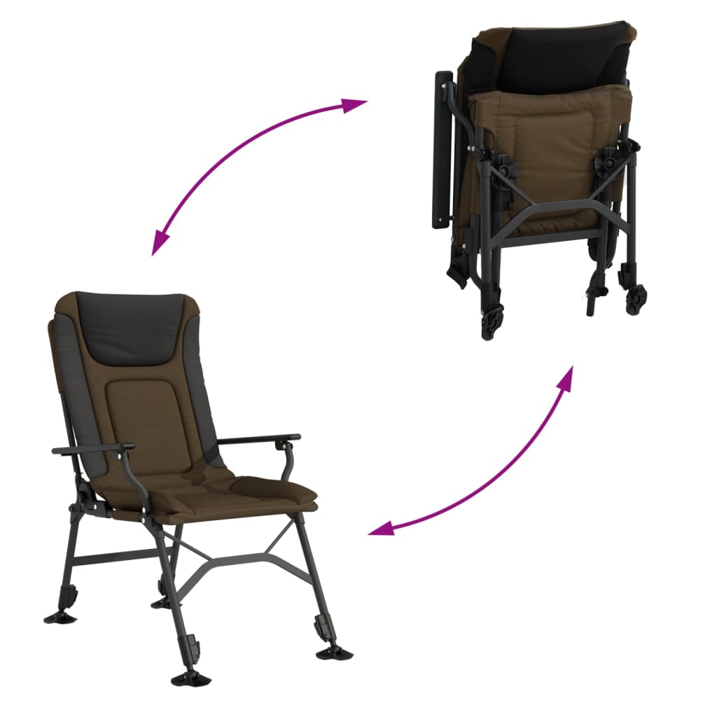 vidaXL Chaise de pêche pliable avec accoudoirs Taupe