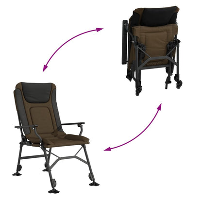 vidaXL Chaise de pêche pliable avec accoudoirs Taupe