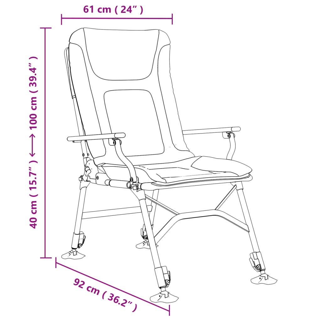 vidaXL Chaise de pêche pliable avec accoudoirs Taupe