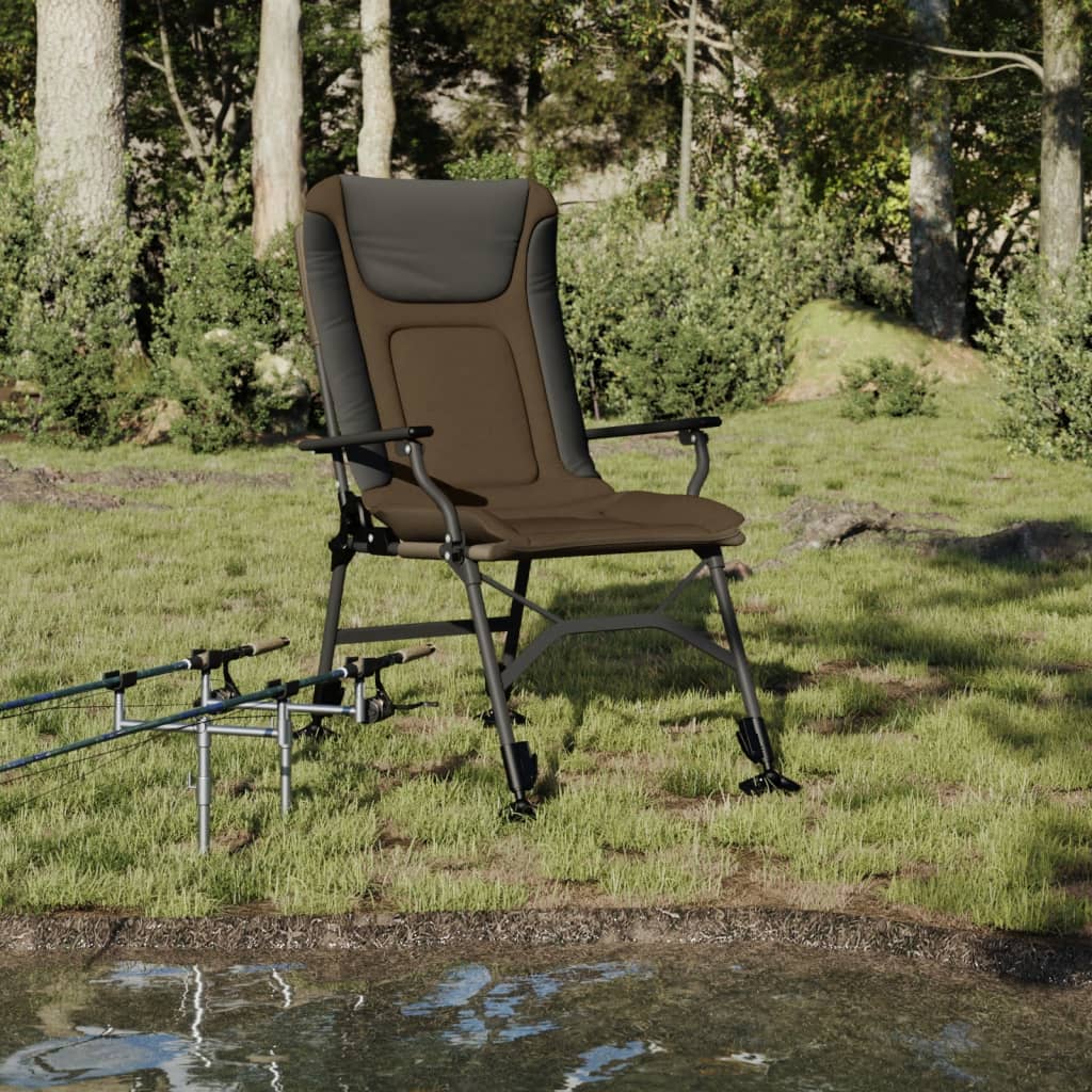 vidaXL Chaise de pêche pliable avec accoudoirs Taupe