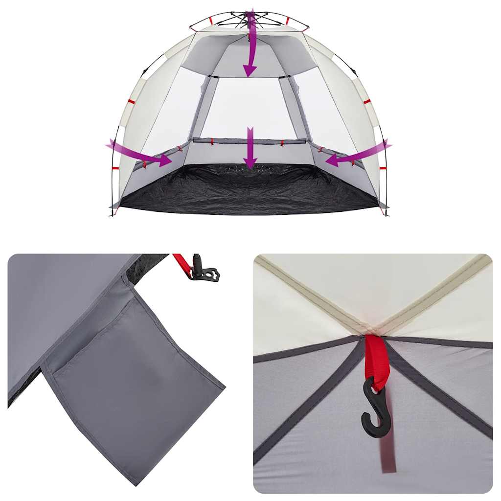 vidaXL Strandzelt 2 Personen Grau Quick Release Wasserdicht