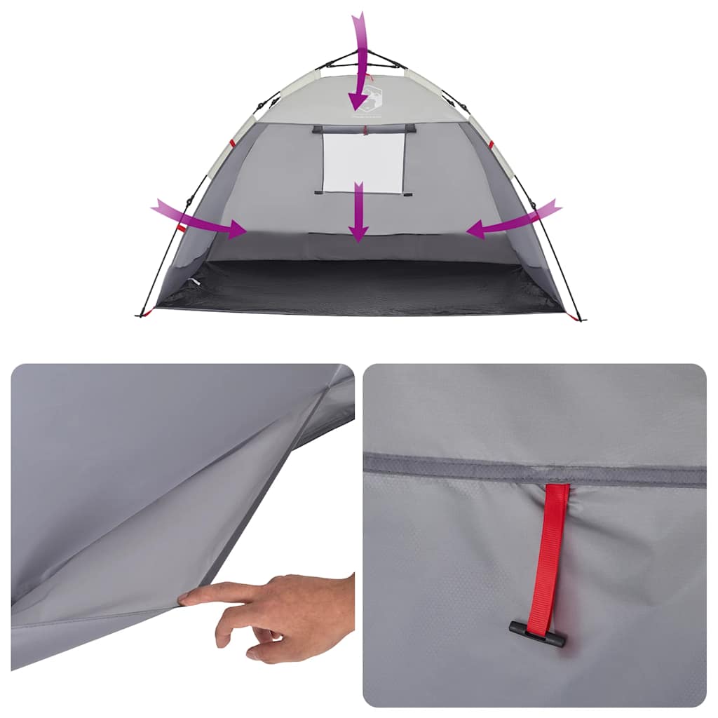 vidaXL Strandzelt 2 Personen Grau Quick Release Wasserdicht