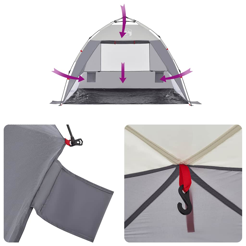 vidaXL Strandzelt 2 Personen Grau Quick Release Wasserdicht