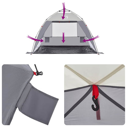 vidaXL Strandzelt 2 Personen Grau Quick Release Wasserdicht