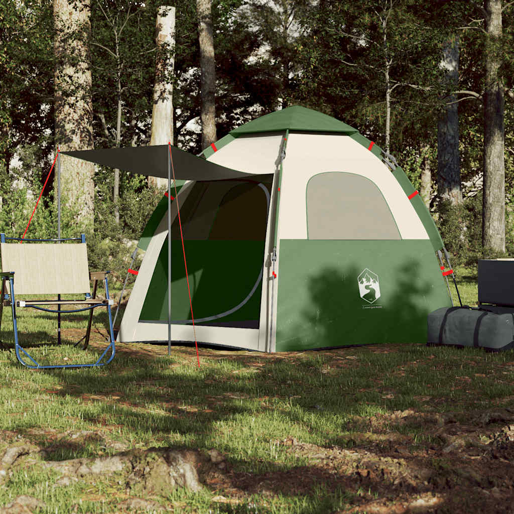vidaXL Tente de camping 4 personnes vert à démontage rapide