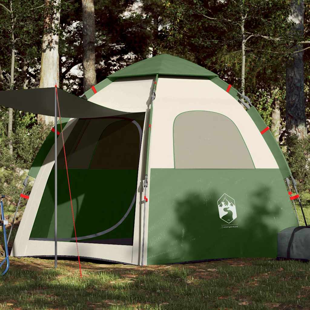vidaXL Tente de camping 4 personnes vert à démontage rapide