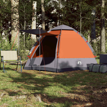 vidaXL Campingzelt 4 Personen Grau und Orange Quick Release