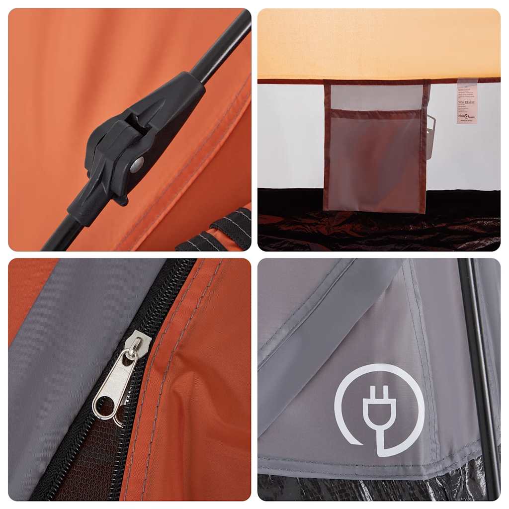 vidaXL Campingzelt 4 Personen Grau und Orange Quick Release