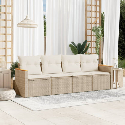 vidaXL Ensemble de canapés de jardin 4 pcs avec coussins en résine tressée beige