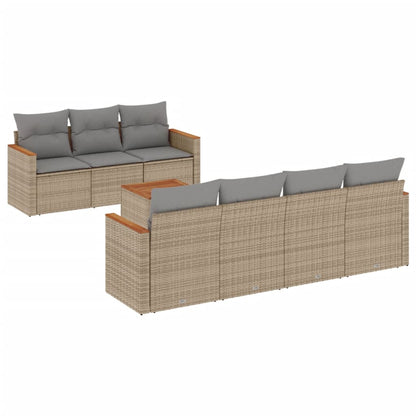 vidaXL Canapé d'angle de jardin 8 pcs avec coussins Résine tressée Beige
