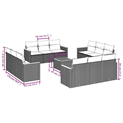 vidaXL Ensemble de canapés de jardin 13 pièces avec coussins résine tressée noire