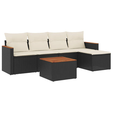 vidaXL Salon de jardin 6 pcs avec coussins Noir Résine tressée