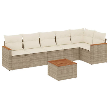 vidaXL Salon de jardin 7 pièces avec coussins en résine tressée beige