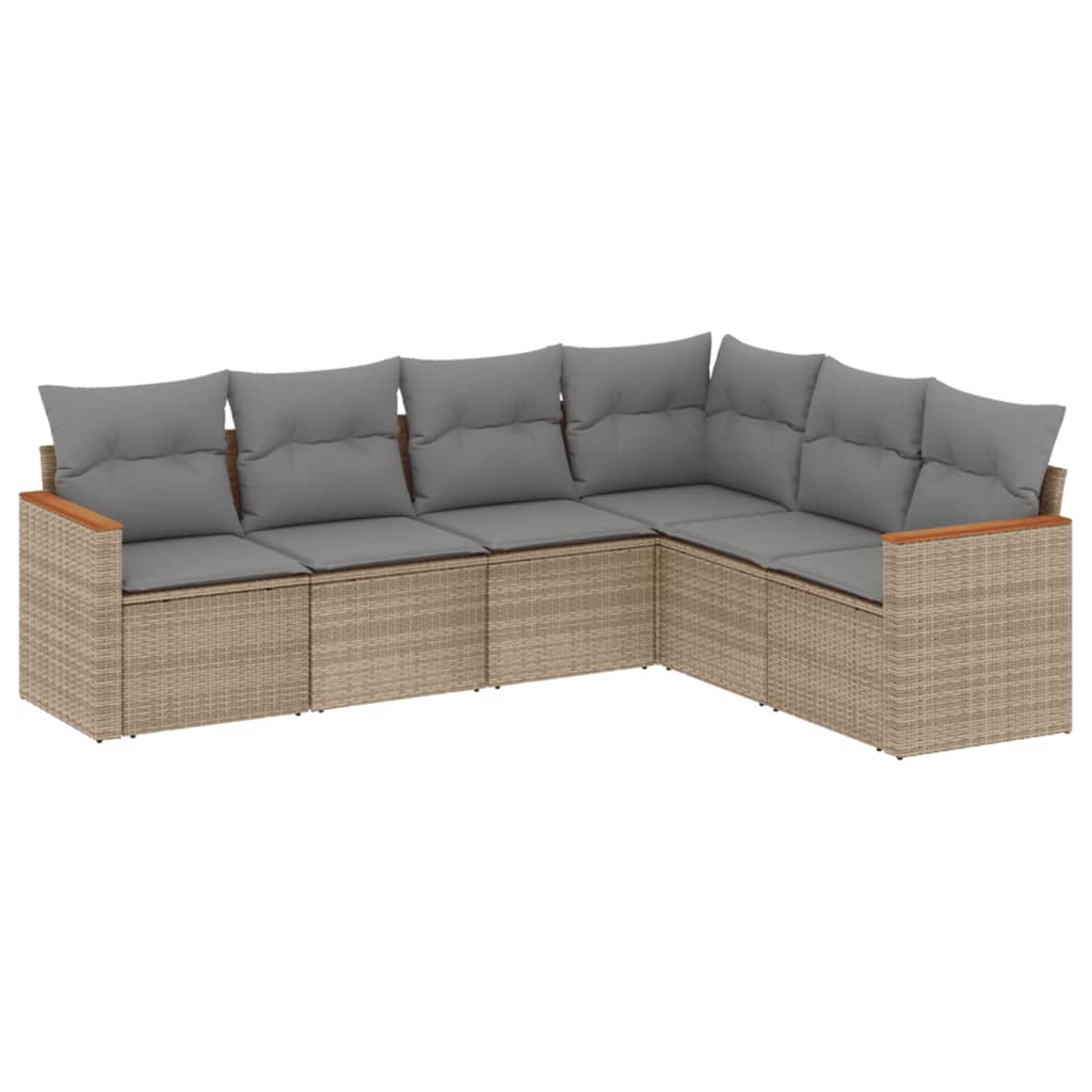 vidaXL Salon de jardin 6 pcs avec coussins beige résine tressée