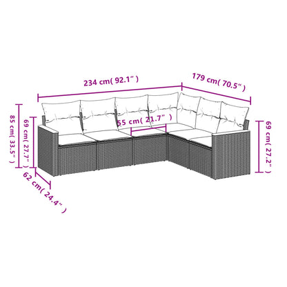 vidaXL Salon de jardin 6 pcs avec coussins beige résine tressée