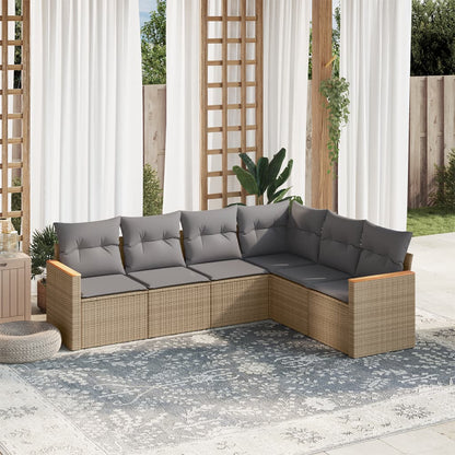 vidaXL Salon de jardin 6 pcs avec coussins beige résine tressée