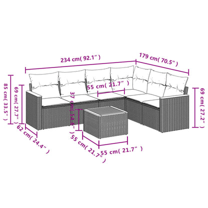 vidaXL Ensemble de canapés de jardin 7 pcs avec coussins Gris Résine tressée