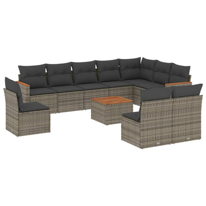 vidaXL Ensemble de canapés de jardin 11 pcs avec coussins en résine tressée gris
