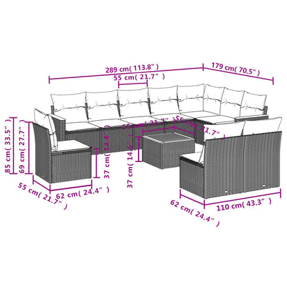 vidaXL Ensemble de canapés de jardin 11 pcs avec coussins en résine tressée gris