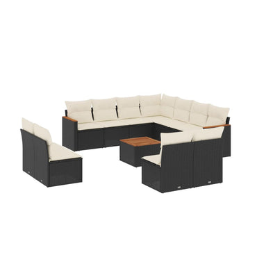 vidaXL Ensemble de canapés de jardin 12 pcs avec coussins Noir Résine tressée