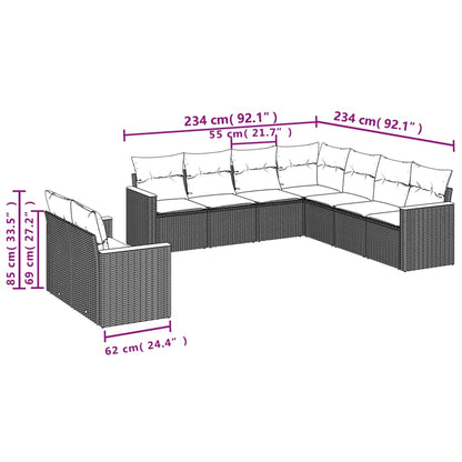 vidaXL Salon de jardin 9 pcs avec coussins Résine tressée Beige
