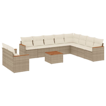 vidaXL Ensemble de canapés de jardin 11 pcs avec coussins en rotin synthétique beige