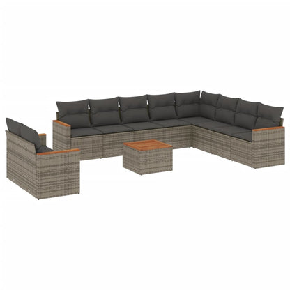 vidaXL Ensemble de canapés de jardin 11 pcs avec coussins en résine tressée gris