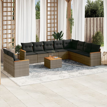 vidaXL Ensemble de canapés de jardin 11 pcs avec coussins en résine tressée gris