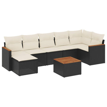 vidaXL Ensemble de canapés de jardin 8 pièces avec coussins résine tressée noir