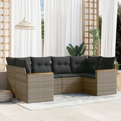vidaXL Ensemble de canapés de jardin 6 pcs avec coussins gris résine tressée