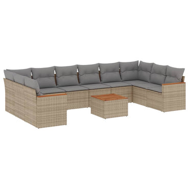 vidaXL Ensemble de canapés de jardin 11 pcs avec coussins en rotin synthétique beige