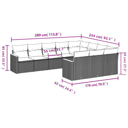 vidaXL Salon de jardin 10 pcs avec coussins beige résine tressée