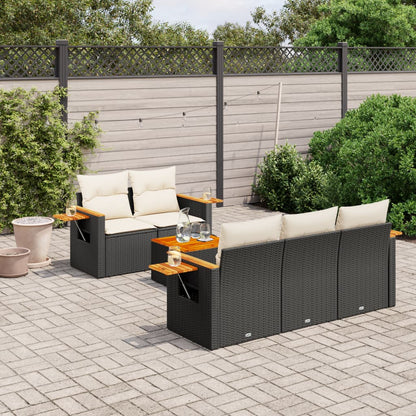 vidaXL Salon de jardin 6 pcs avec coussins Noir Résine tressée