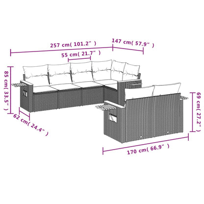 vidaXL Salon de jardin 7 pièces avec coussins en résine tressée beige