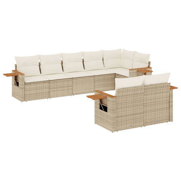 vidaXL Canapé d'angle de jardin 8 pcs avec coussins Résine tressée Beige