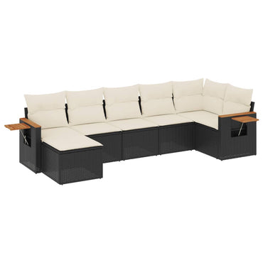 vidaXL Salon de jardin 7 pcs avec coussins Noir Résine tressée