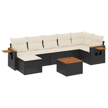 vidaXL Ensemble de canapés de jardin 8 pièces avec coussins résine tressée noir